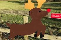A wooden reindeer, part of the festive trail